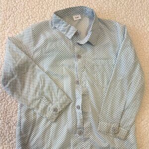 Blue Polka Dot Button-Up Shirt